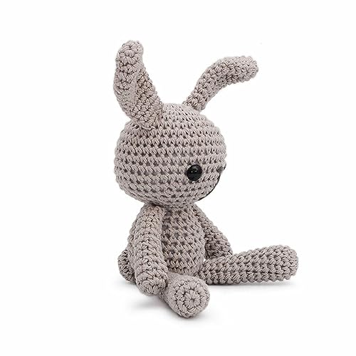 Small Long-Legged Bunny Handmade Amigurumi Stuffed Toy Knit Crochet Doll VAC (Cream)