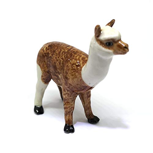 Ceramic Farm Miniature Collectible Porcelain Llama Lama Figurine Brown Standing