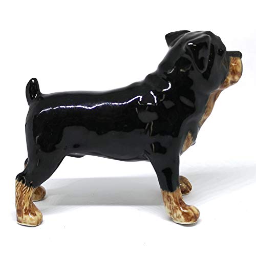 Rottweiler Ceramic Dog Figurine Miniatures Statue Standing Black Pets Lovers Collectible