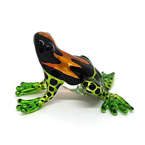 Glass Green Frog Figurine Lampwork Collectible Miniature Garden Decoration