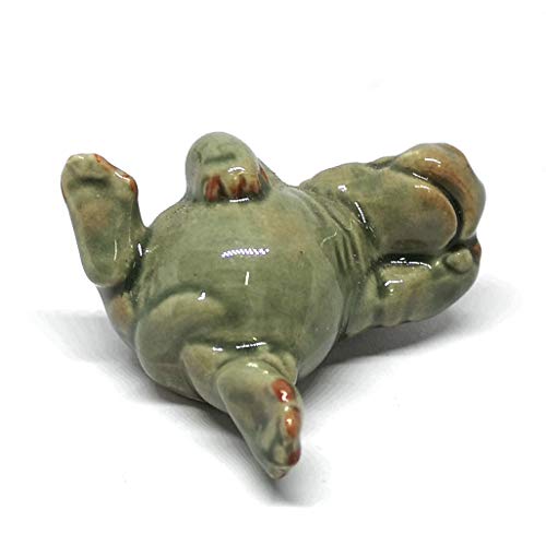 Ceramic Hippo Figurine Lie on Back Hand Painted Porcelain Terrarium Garden Decor Collectibles