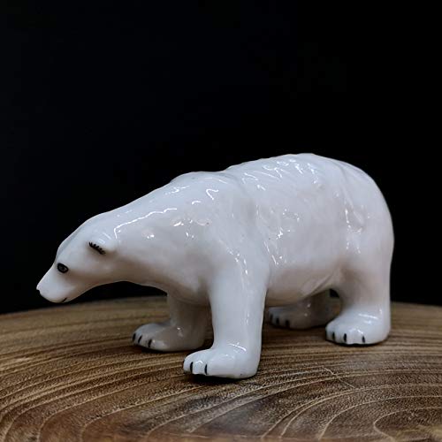 Ceramic Polar Bear Miniature Figurine Sculpture Arctic Animal Collectible