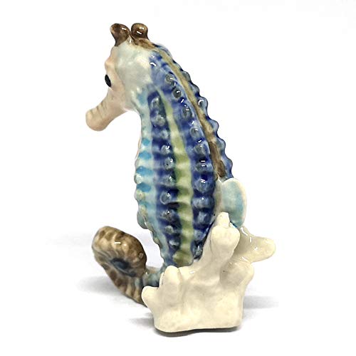 Seahorse Figurine Ceramic Hand Painted Porcelain Miniature Craft Collectible