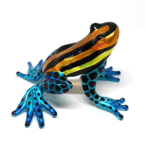 Glass Frog Figurine Poison Dart Animals Hand Blown Painted Art Miniature Gardening Gift Table Decor Statue Orange&Blue
