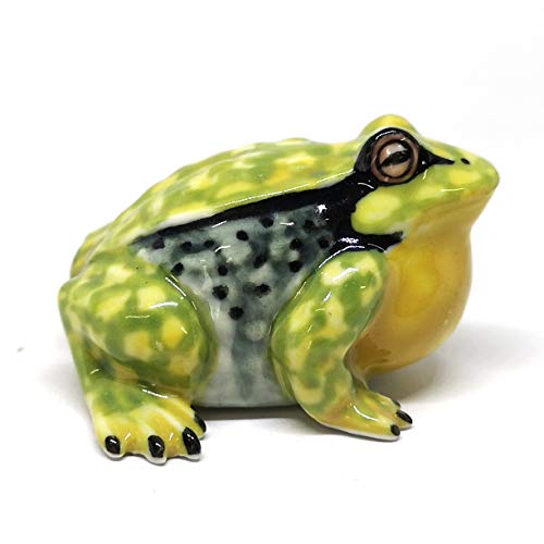 Ceramic Frog Figurine Green Mountain Hand Painted Gift Miniature Collectible