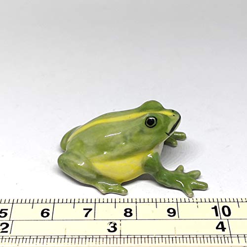 Ceramic Green Frog Figurine Miniatures Craft Collectible Garden Decoration Prop