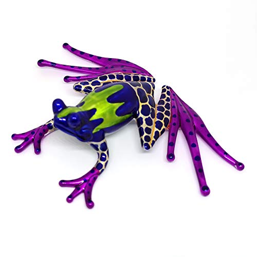 Collectible Frog Figurines Purple Blown Glass Hand Painted Animals Lovers Gift Collection Miniature Home Garden Terrarium Decor