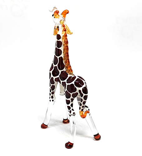 Glass Giraffe Figurine Collectible Hand Blown Safari Miniature Animals Collectibles Home Decoration Statues