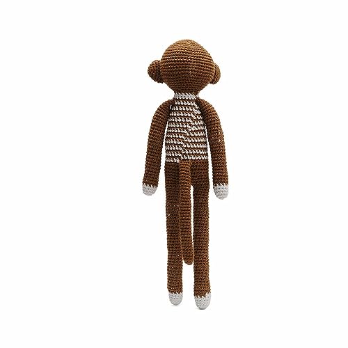 Stripe Pattern Long-legged Animal Handmade Amigurumi Stuffed Crochet Doll VAC (Brown Monkey)