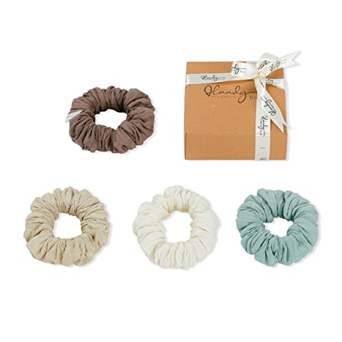 HANDYSILK Mulberry Raw Silk Scrunchies Ultra Soft Lightweight Gentle on Hair, Silk Hair Ties for Women With A Classic Vintage Look