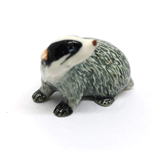 Ceramic Badger Figurine Tiny Craft Miniature Collectible Porcelain Animal Zoo