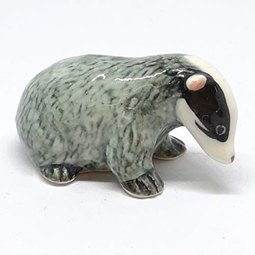 Tiny Ceramic Badger Figurine Craft Miniature Collectible Porcelain Animal Zoo