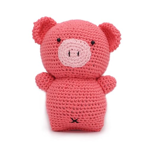Pink Pig Handmade Amigurumi Stuffed Toy Knit Crochet Doll VAC