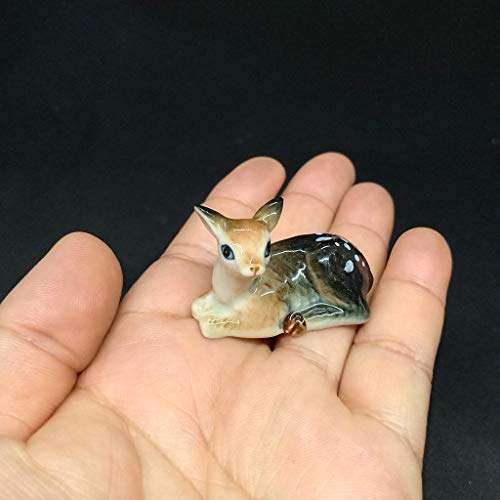 Ceramic Deer Bambi Figurine Craft Miniature Collectible Porcelain Wildlife Animal