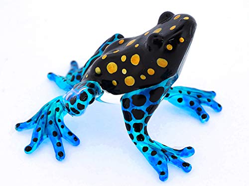 Glass Frog Figurines Collectibles Poison Dart Hand Blown Painted Art Animals Miniature Garden Decor Statue Animal Blue