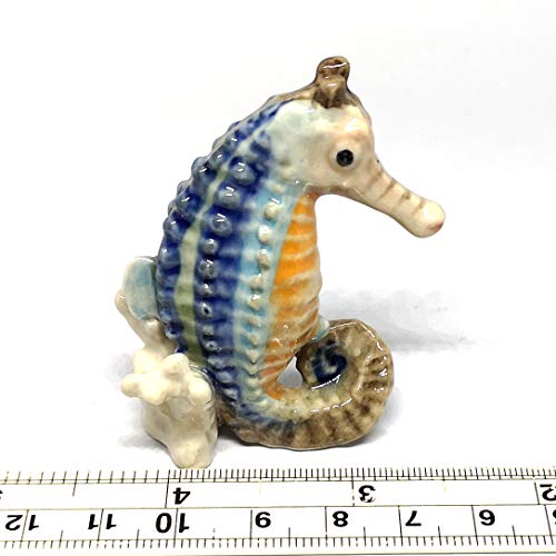 Seahorse Figurine Ceramic Hand Painted Porcelain Miniature Craft Collectible