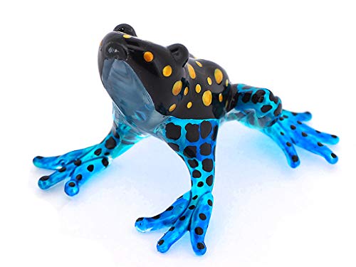 Glass Frog Figurines Collectibles Poison Dart Hand Blown Painted Art Animals Miniature Garden Decor Statue Animal Blue