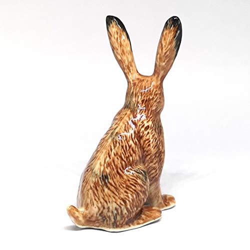Ceramic Wild Brown Rabbit Figurine Hand Painted Miniature Terrarium Decor Collectible