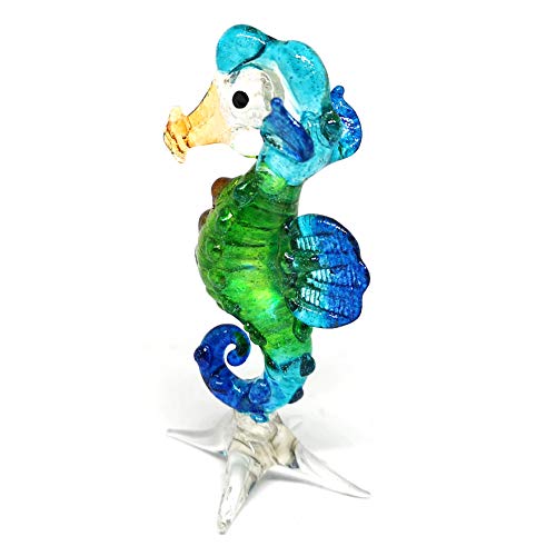 Collectible Coastal Blown Glass Figurine Seahorse Aquarium Home Decor Marine Life Spirit Animal Totem Set of 2