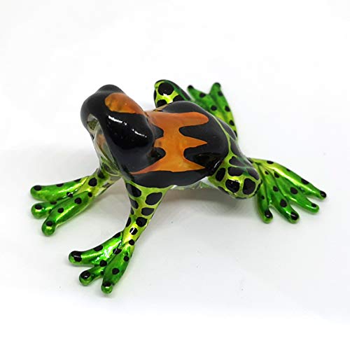 Glass Green Frog Figurine Lampwork Collectible Miniature Garden Decoration