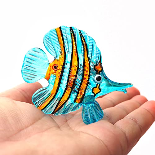 Glass Fish Figurine Blue Aquarium Handicraft Miniature Hand Blown Collectibles