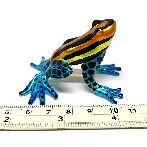 Glass Frog Figurine Poison Dart Animals Hand Blown Painted Art Miniature Gardening Gift Table Decor Statue Orange&Blue