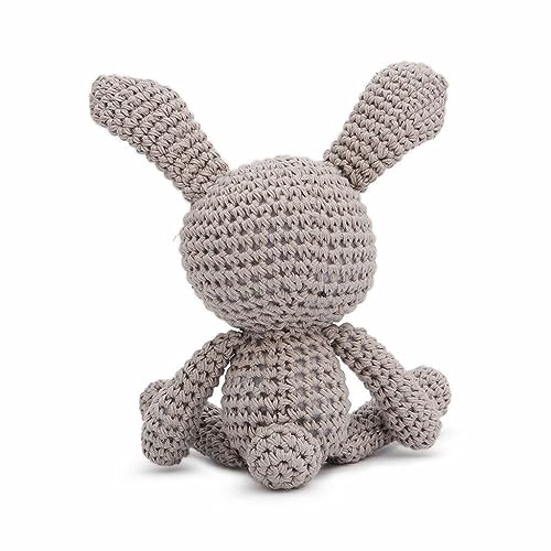 Small Long-Legged Bunny Handmade Amigurumi Stuffed Toy Knit Crochet Doll VAC (Cream)