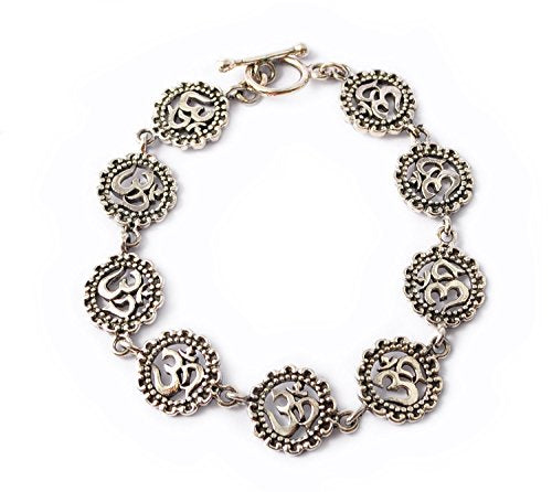 Om Ohm Hindu Word Bracelets 92.5 Sterling Silver Jewelry