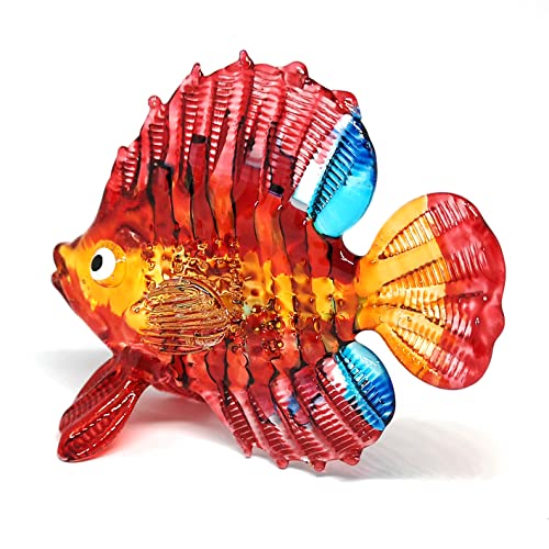 Aquarium Handicraft Miniature Hand Blown Glass Fish Figurine Red Collectibles