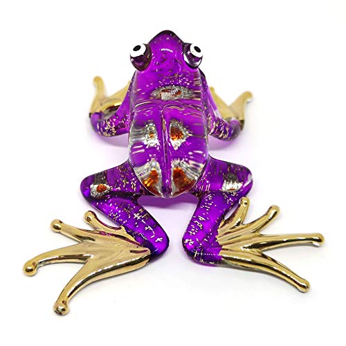 Glass Purple Frog Figurine Miniature Hand Blown Animals Statue Garden Decoration Personalized Gift