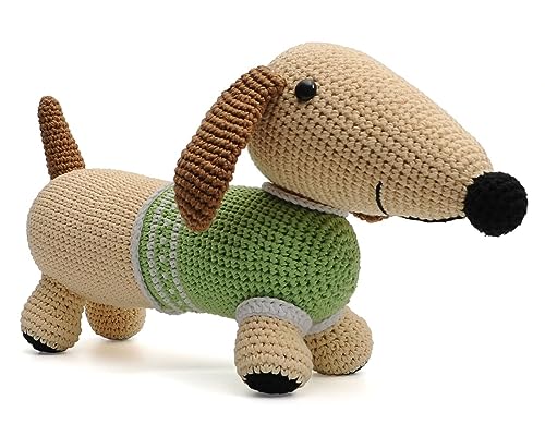 Dachshund Puppy Handmade Amigurumi Stuffed Toy Knit Crochet Doll VAC