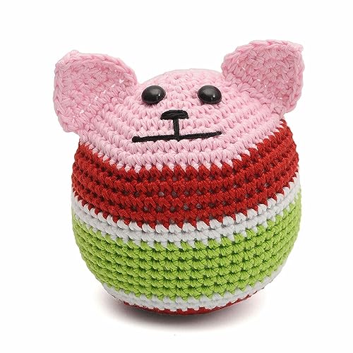 Colorful Dog Puppy Ball Handmade Amigurumi Stuffed Toy Crochet Doll VAC (Pink)