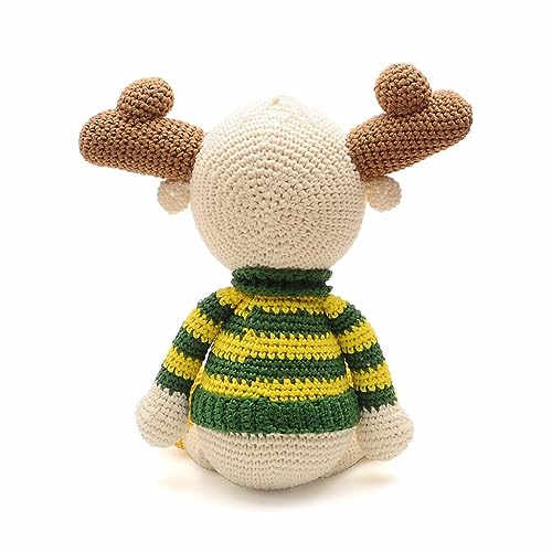 Red Nosed Reindeer Wearing Sweater Handmade Amigurumi Stuffed Knit Crochet VAC