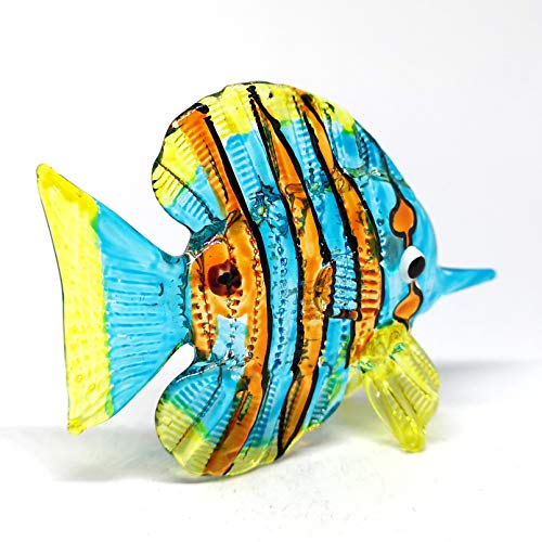 Glass Fish Figurine Coastal Style Miniature Hand Blown Handicraft Sculpture