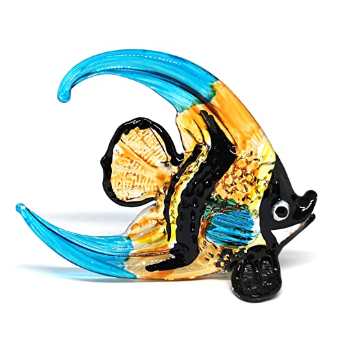 ZOOCRAFT Glass Angel Fish Figurine Aquarium Handicraft Miniature Hand Blown Collectibles