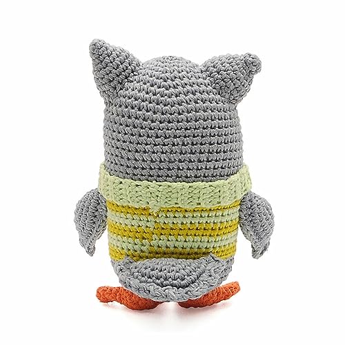 Owl Wearing Striped Sweater Handmade Amigurumi Stuffed Toy Knit Crochet Doll VAC