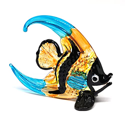 Glass Angel Fish Figurine Aquarium Handicraft Miniature Hand Blown Col ...