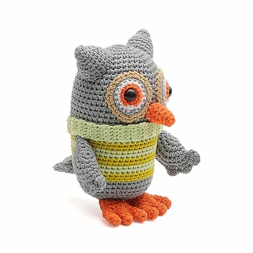 Owl Wearing Striped Sweater Handmade Amigurumi Stuffed Toy Knit Crochet Doll VAC