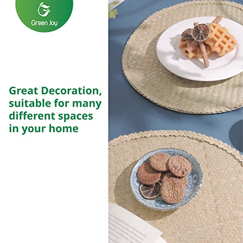 Woven Placemats for Dining Table - Green Placemats, Dining Table Set, Woven Placemats – Size 14.6 Inch – Heat Resistant, Non-Slip, Durable – Braided Placemats for Kitchen Table- Farmhouse Placemats Set of 6