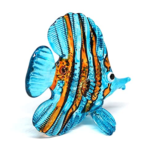 Glass Fish Figurine Blue Aquarium Handicraft Miniature Hand Blown Collectibles