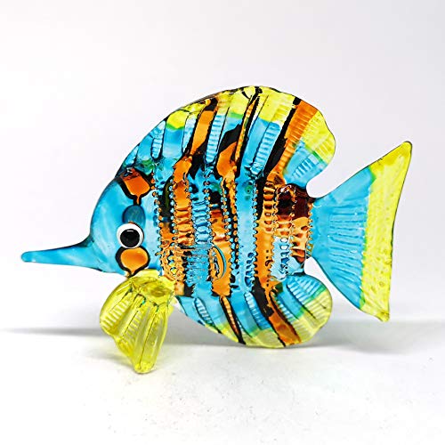 Glass Fish Figurine Coastal Style Miniature Hand Blown Handicraft Sculpture