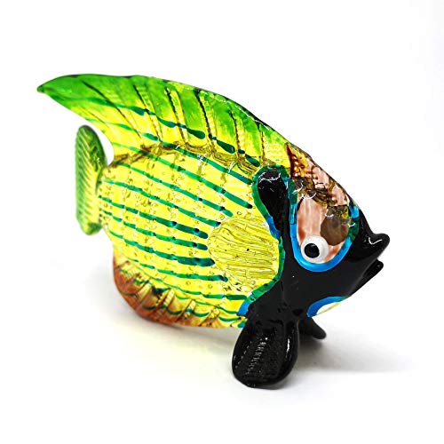 Blown Glass Fish Figurine Green Underwater Handicraft Miniatures Handmade Decor