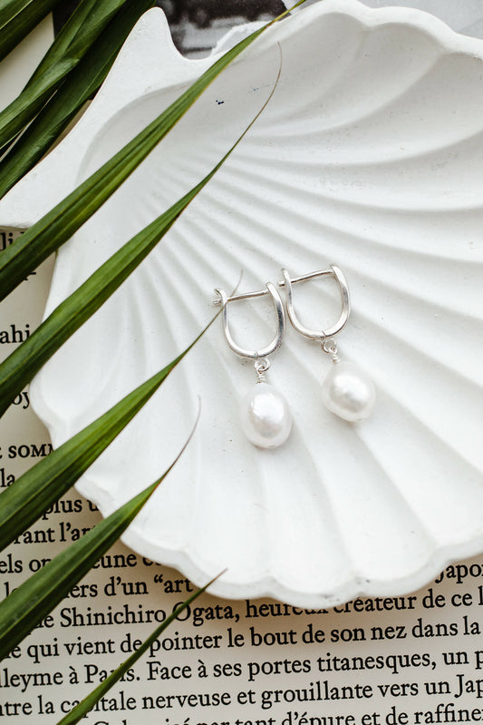 Natural Fresh Water Pearl Drop Earrings, Dangle Pearl Earrings, Bridal Jewelery, Multiple Pearl, Wedding Earrings, 925 silver