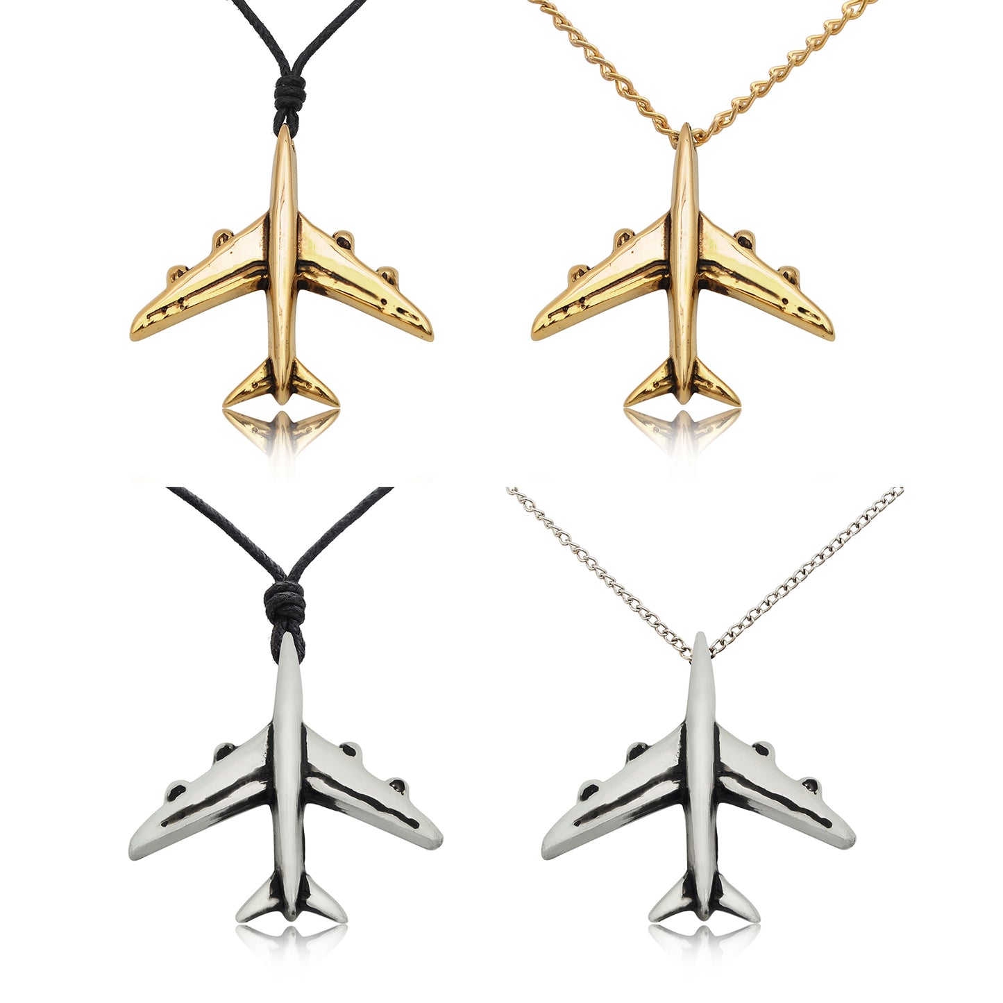 Airplane Handmade Pewter Brass Necklace Pendant Jewelry