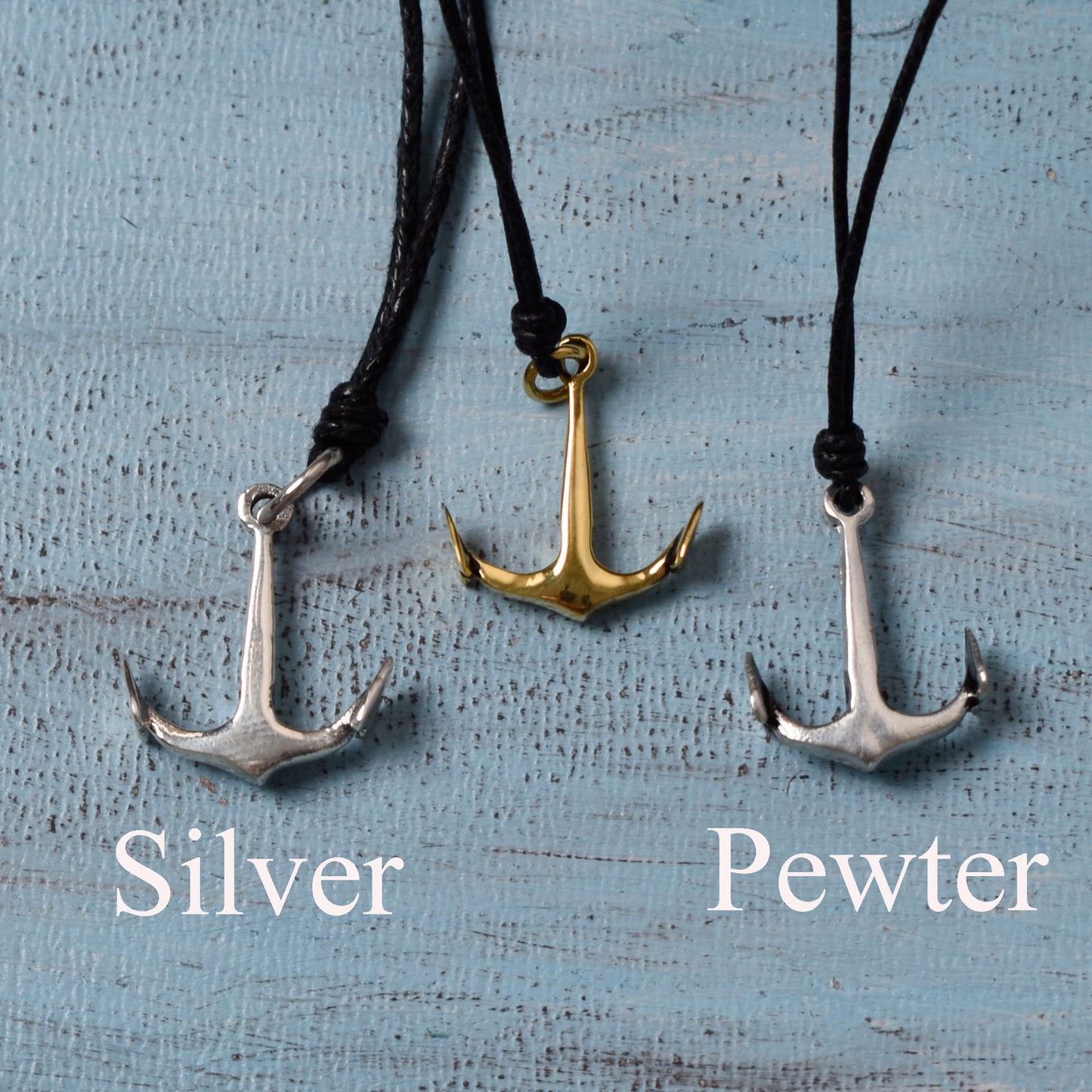 Anchor Ship Boat Pewter Sterling-silver Brass Charm Necklace Pendant Jewelry