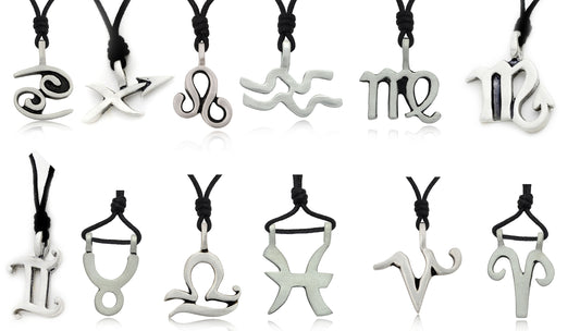 New Astrology Pewter Silver Charm Symbol Necklace Pendant Jewelry