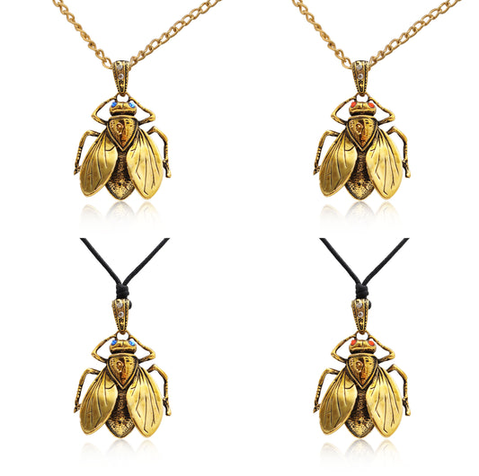 Beetle Gold Brass Necklace Pendant Jewelry