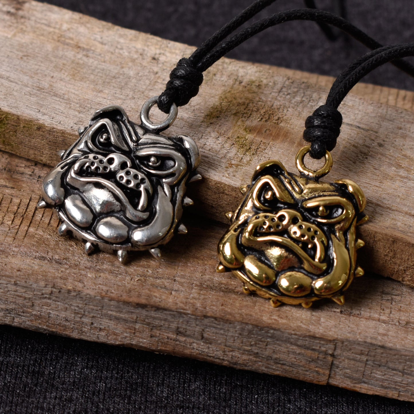 Bulldog Head Handmade Pewter Brass Necklace Pendant Jewelry