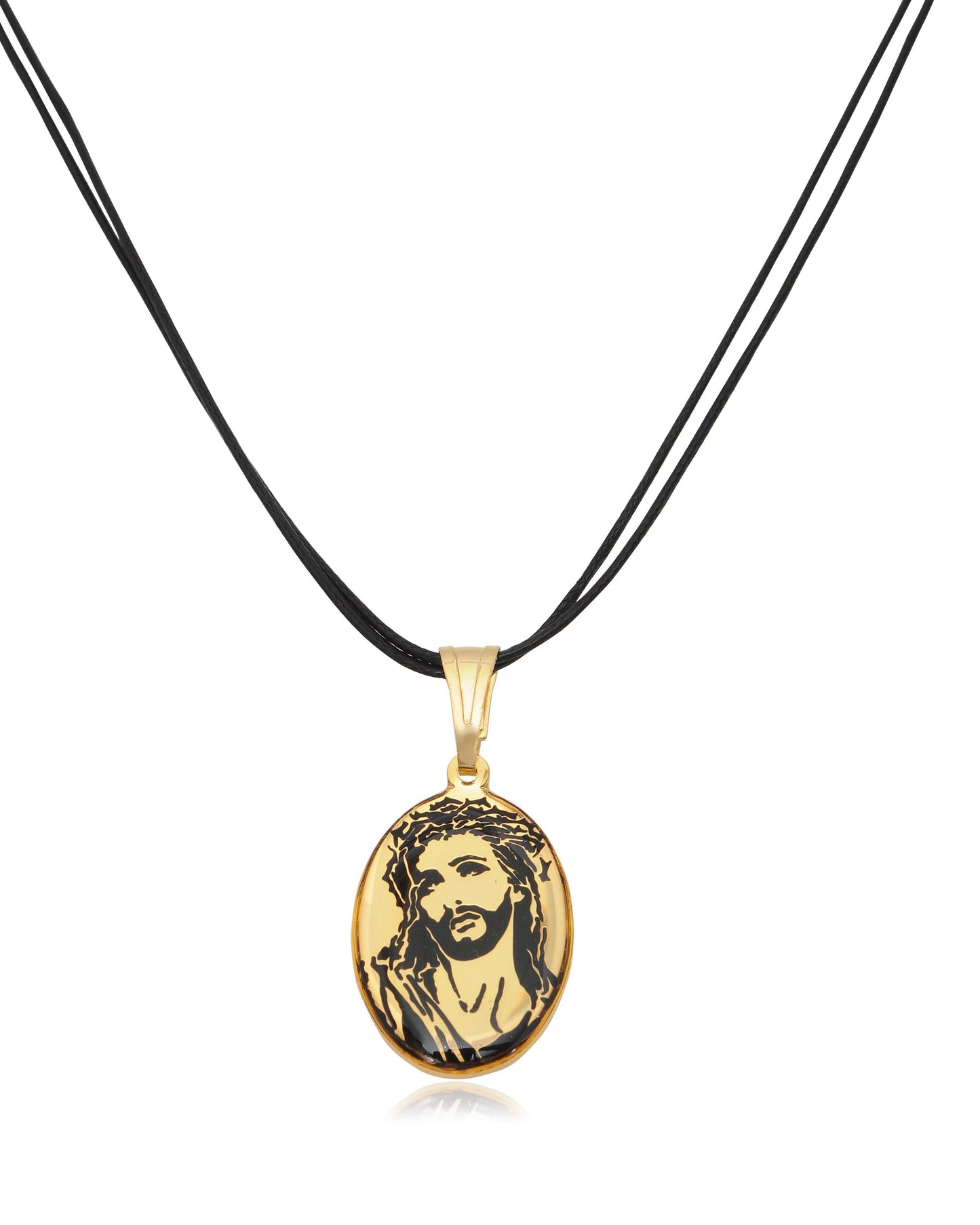 Jesus Christ Wearing The Crown Of Thorns Gold Plated Brass Handmade Pendant