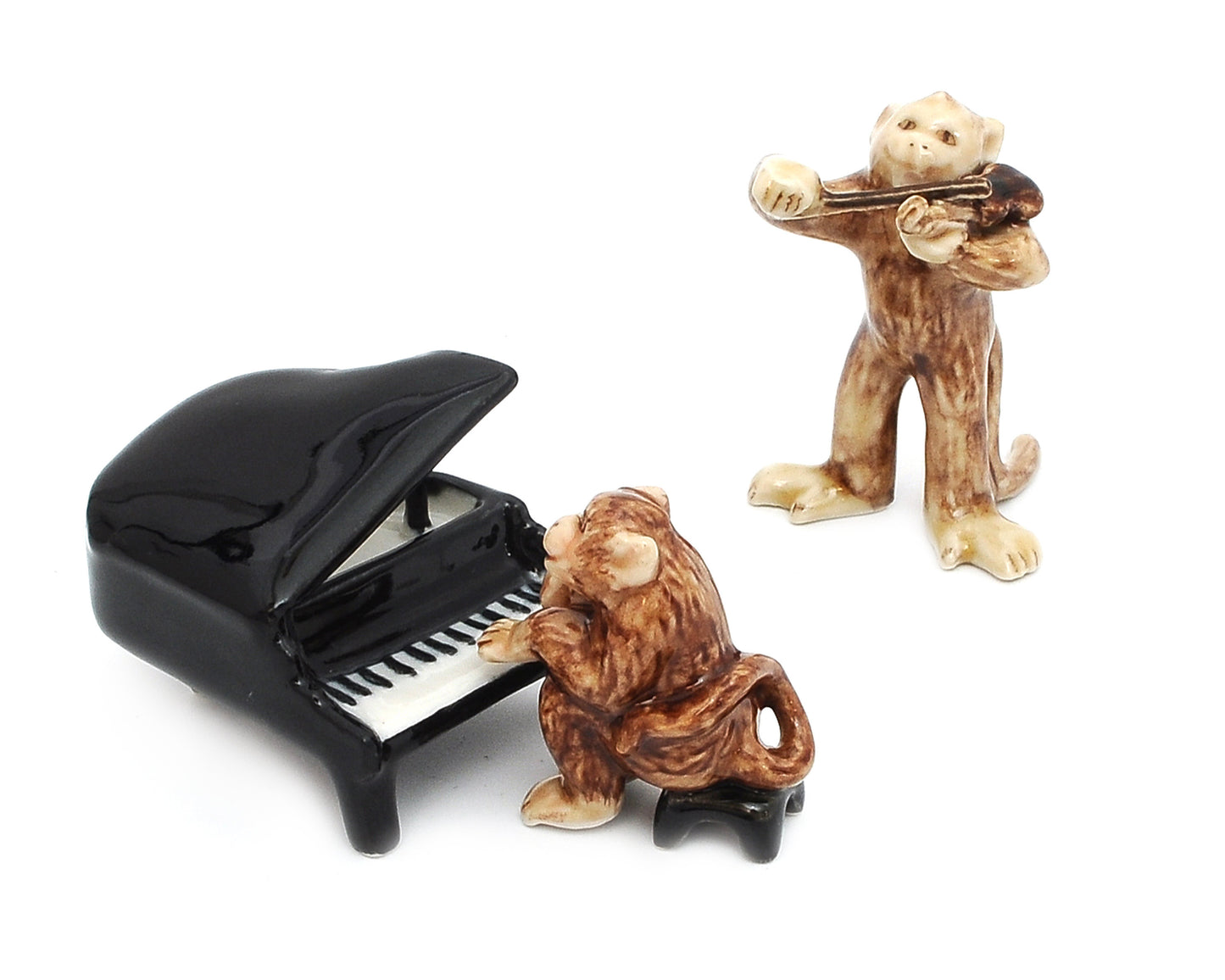 Monkey Music Band Handmade Ceramic Figurine Miniature Decor/Animal Collection